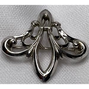 VINTAGE 12KT GOLD FILLED CONVERTIBLE PENDANT BROOCH SILVERTONE FLEUR DE LIS